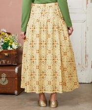 GJHDE38200 Jocomomola(ホコモモラ) Palomas y flores プリントスカート イエロー