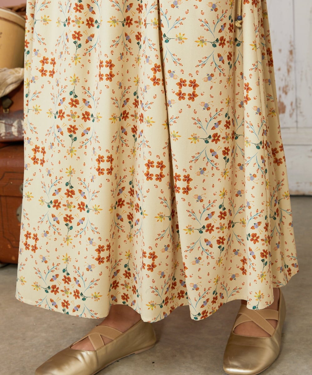 GJHDE38200 Jocomomola(ホコモモラ) Palomas y flores プリントスカート イエロー