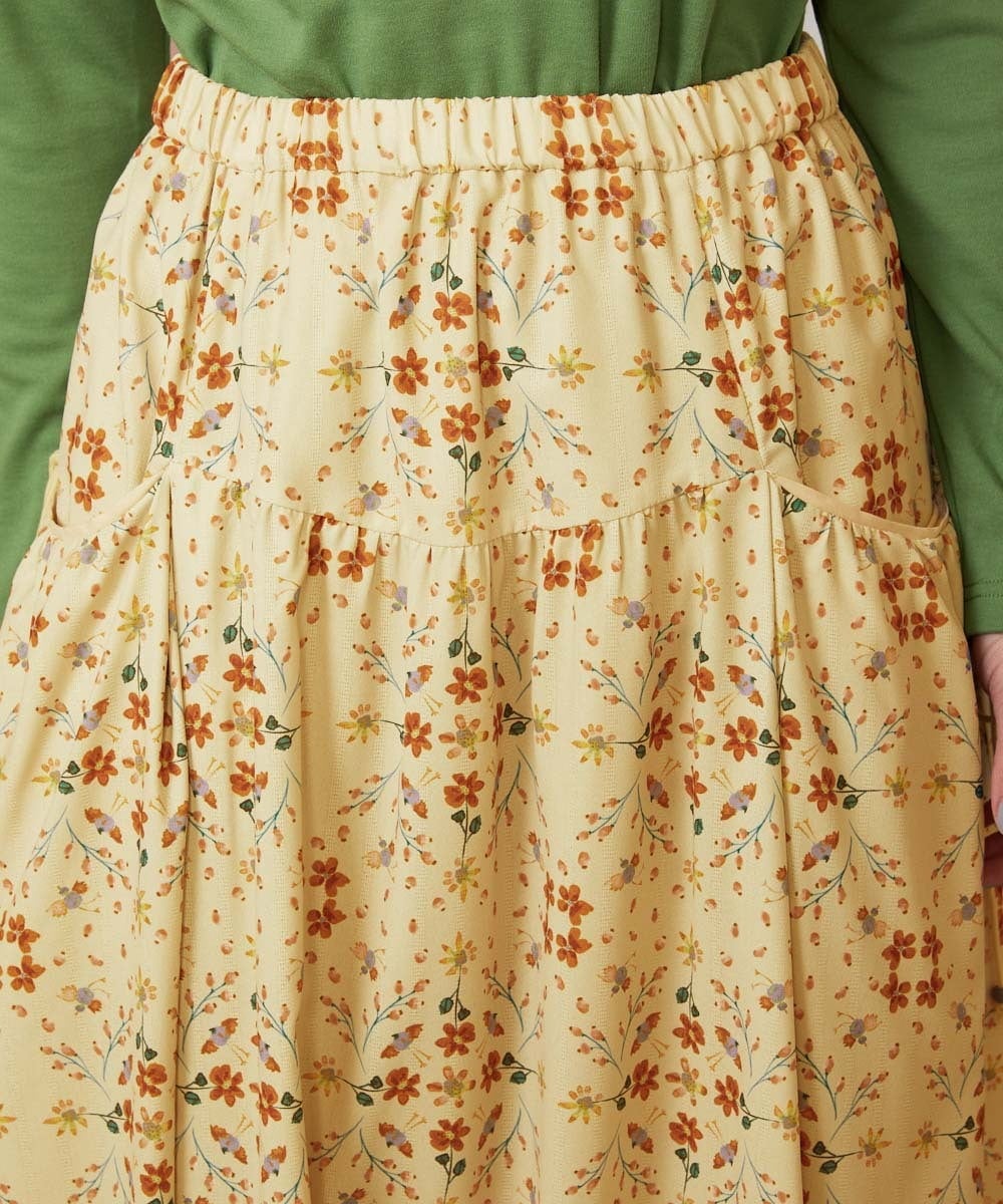 GJHDE38200 Jocomomola(ホコモモラ) Palomas y flores プリントスカート イエロー