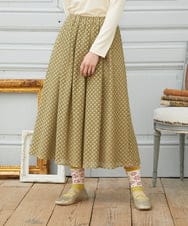 GJHDE42200 Jocomomola(ホコモモラ) Entrada 幾何学レースフレアスカート ライトイエロー