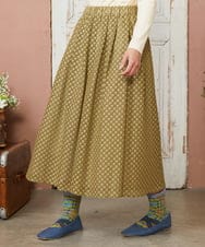 GJHDE42200 Jocomomola(ホコモモラ) Entrada 幾何学レースフレアスカート ライトイエロー