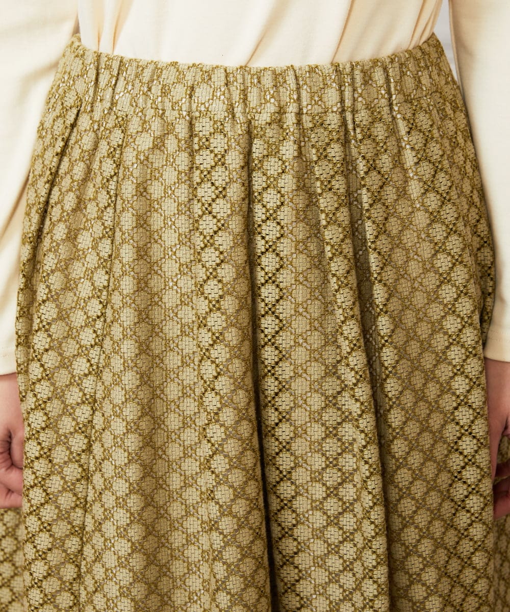 GJHDE42200 Jocomomola(ホコモモラ) Entrada 幾何学レースフレアスカート ライトイエロー