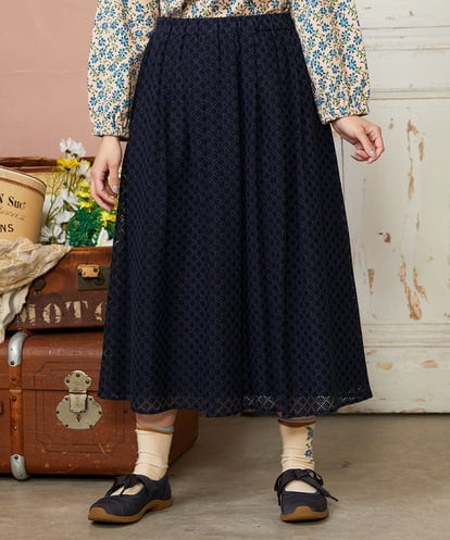 GJHDE42200 Jocomomola Entrada 幾何学レースフレアスカート