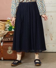 GJHDE42200 Jocomomola(ホコモモラ) Entrada 幾何学レースフレアスカート ブラック