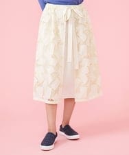 GJHDT04230 Jocomomola(ホコモモラ) Carta 刺繍レースラップスカート アイボリー