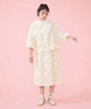 GJHDT04230 Jocomomola(ホコモモラ) Carta 刺繍レースラップスカート アイボリー