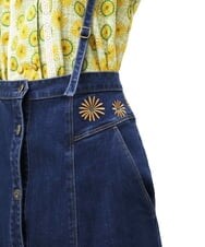 GJHDT40200 Jocomomola(ホコモモラ) フラワー刺繍 デニムスカート ネイビー