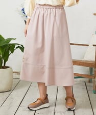 GJHFD33180 Jocomomola(ホコモモラ) Facil 刺繍入りツイルフレアスカート ライトピンク