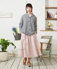 GJHFD33180 Jocomomola(ホコモモラ) Facil 刺繍入りツイルフレアスカート ライトピンク