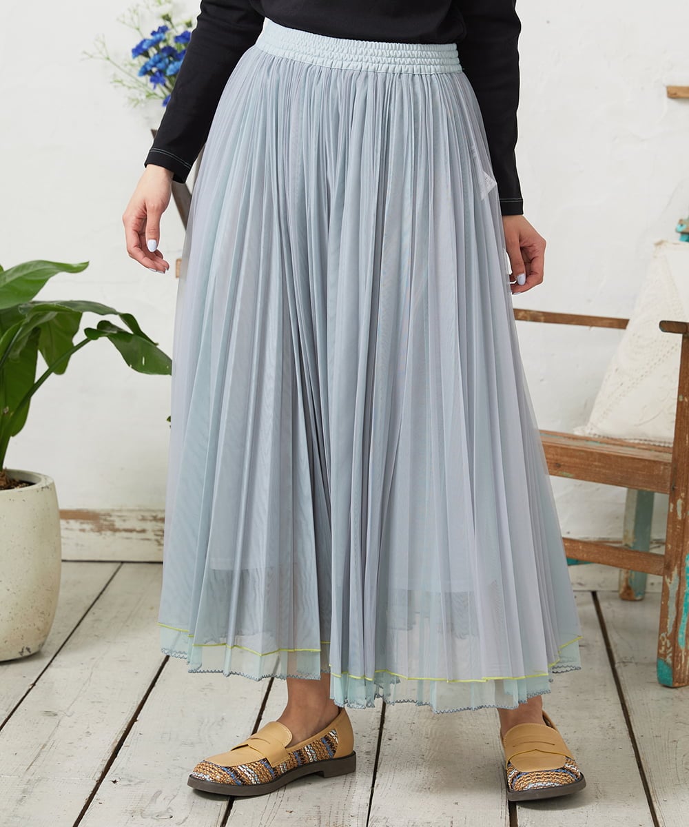 GJHFD37200 Jocomomola(ホコモモラ) 【2WAY】Ambos チュールリバーシブルスカート ライトグリーン