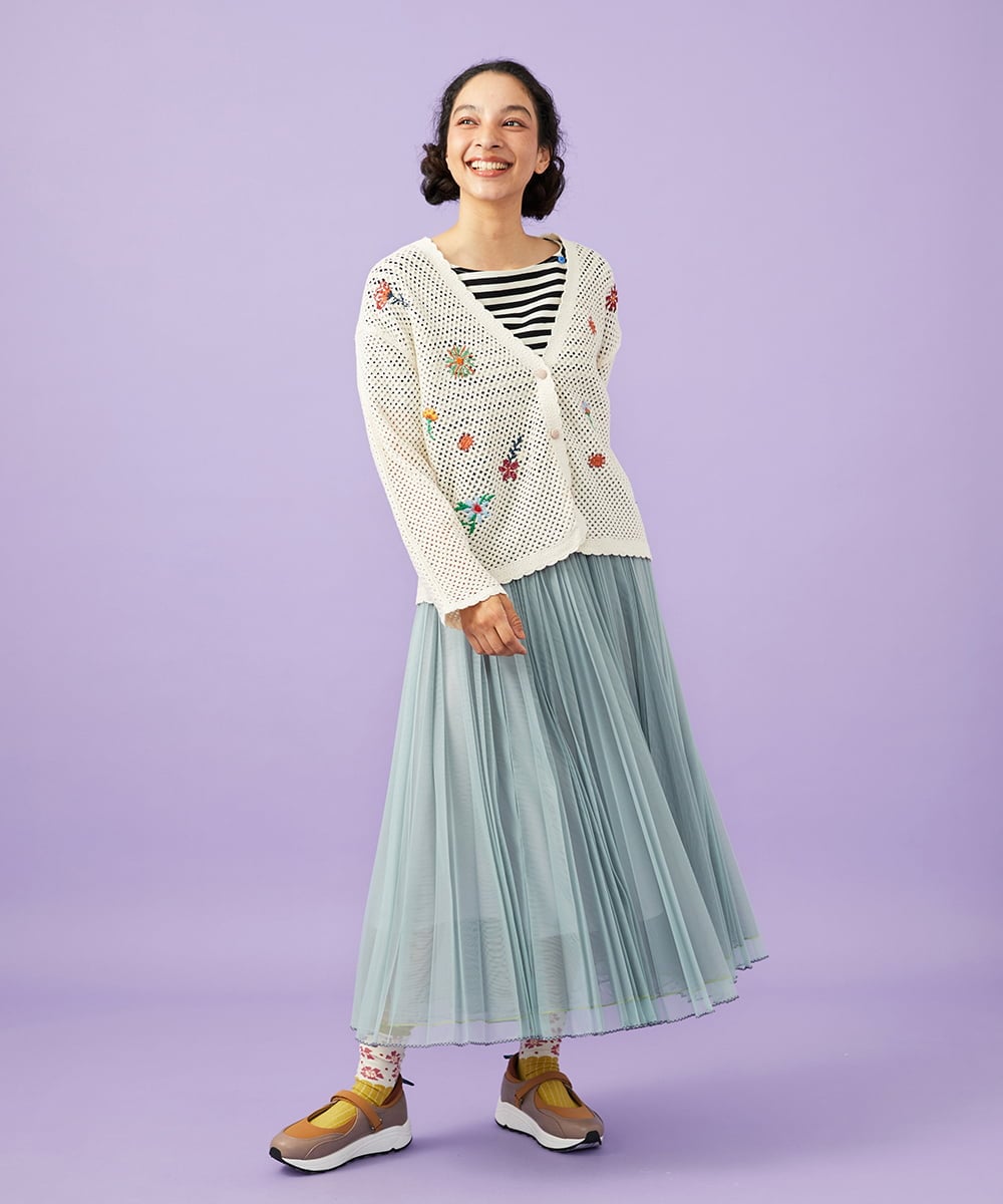 GJHFD37200 Jocomomola(ホコモモラ) 【2WAY】Ambos チュールリバーシブルスカート ライトグリーン