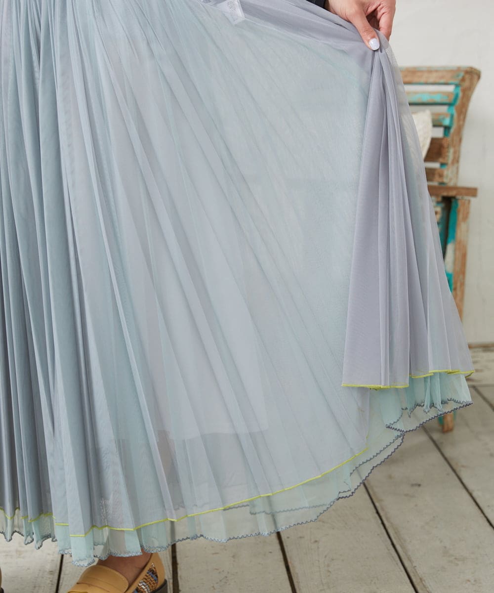 GJHFD37200 Jocomomola(ホコモモラ) 【2WAY】Ambos チュールリバーシブルスカート ライトグリーン