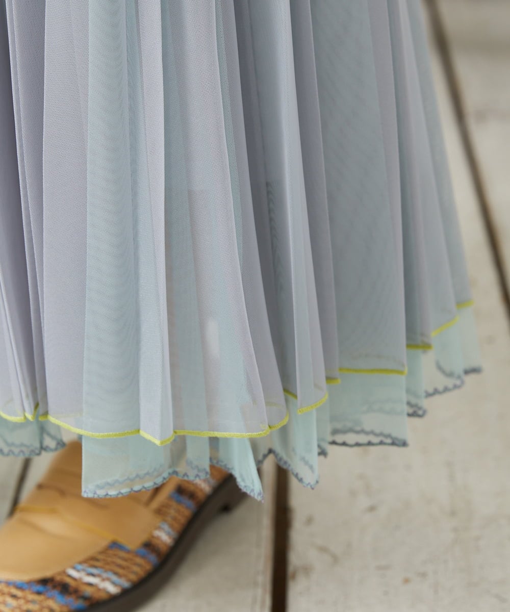 GJHFD37200 Jocomomola(ホコモモラ) 【2WAY】Ambos チュールリバーシブルスカート ライトグリーン