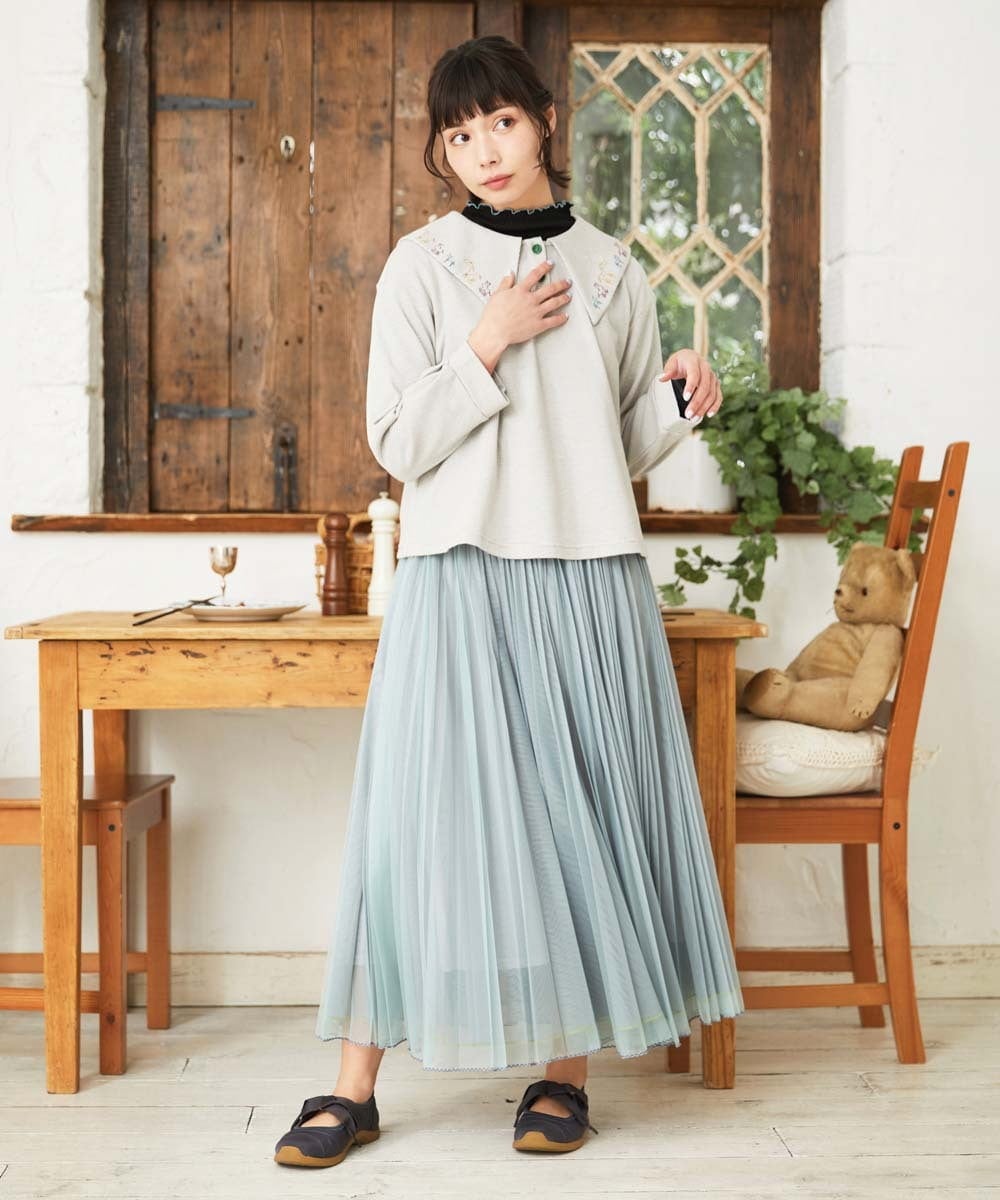 GJHFD37200 Jocomomola(ホコモモラ) 【2WAY】Ambos チュールリバーシブルスカート ライトグリーン