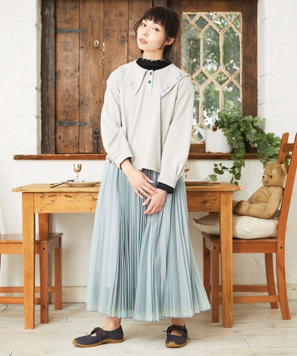 GJHFD37200 Jocomomola(ホコモモラ) 【2WAY】Ambos チュールリバーシブルスカート ライトグリーン