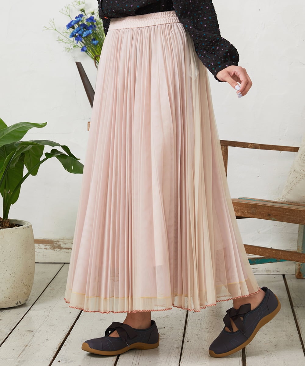 GJHFD37200 Jocomomola(ホコモモラ) 【2WAY】Ambos チュールリバーシブルスカート ベージュ