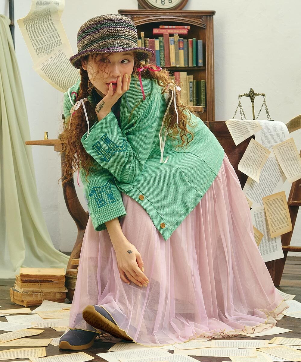 GJHFD37200 Jocomomola(ホコモモラ) 【2WAY】Ambos チュールリバーシブルスカート ベージュ