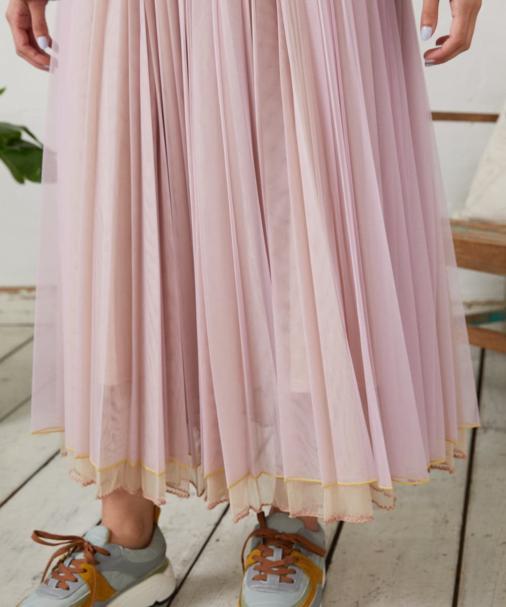 GJHFD37200 Jocomomola(ホコモモラ) 【2WAY】Ambos チュールリバーシブルスカート ベージュ