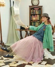 GJHFD37200 Jocomomola(ホコモモラ) 【2WAY】Ambos チュールリバーシブルスカート ベージュ