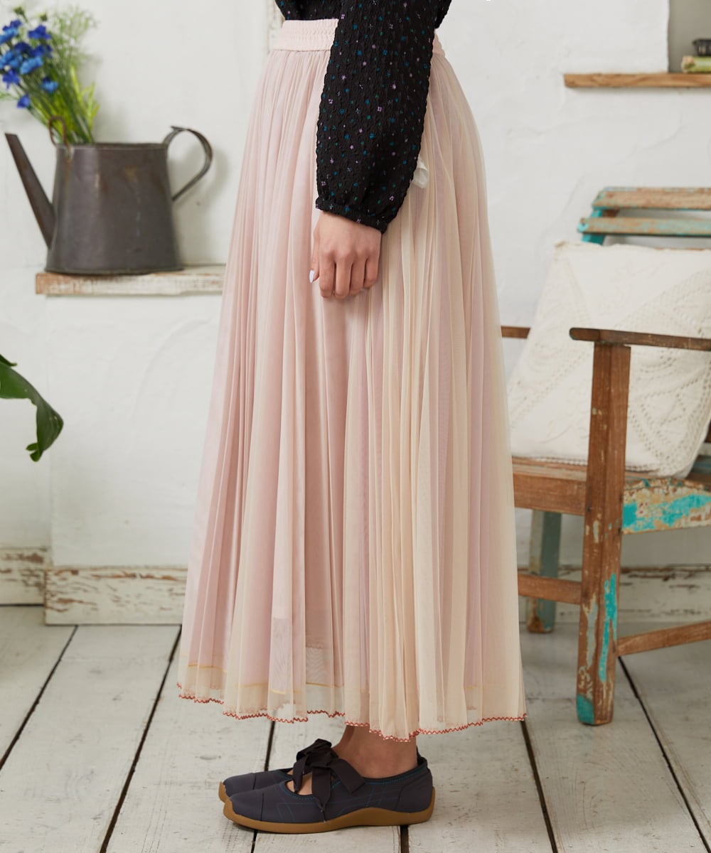 GJHFD37200 Jocomomola(ホコモモラ) 【2WAY】Ambos チュールリバーシブルスカート ベージュ