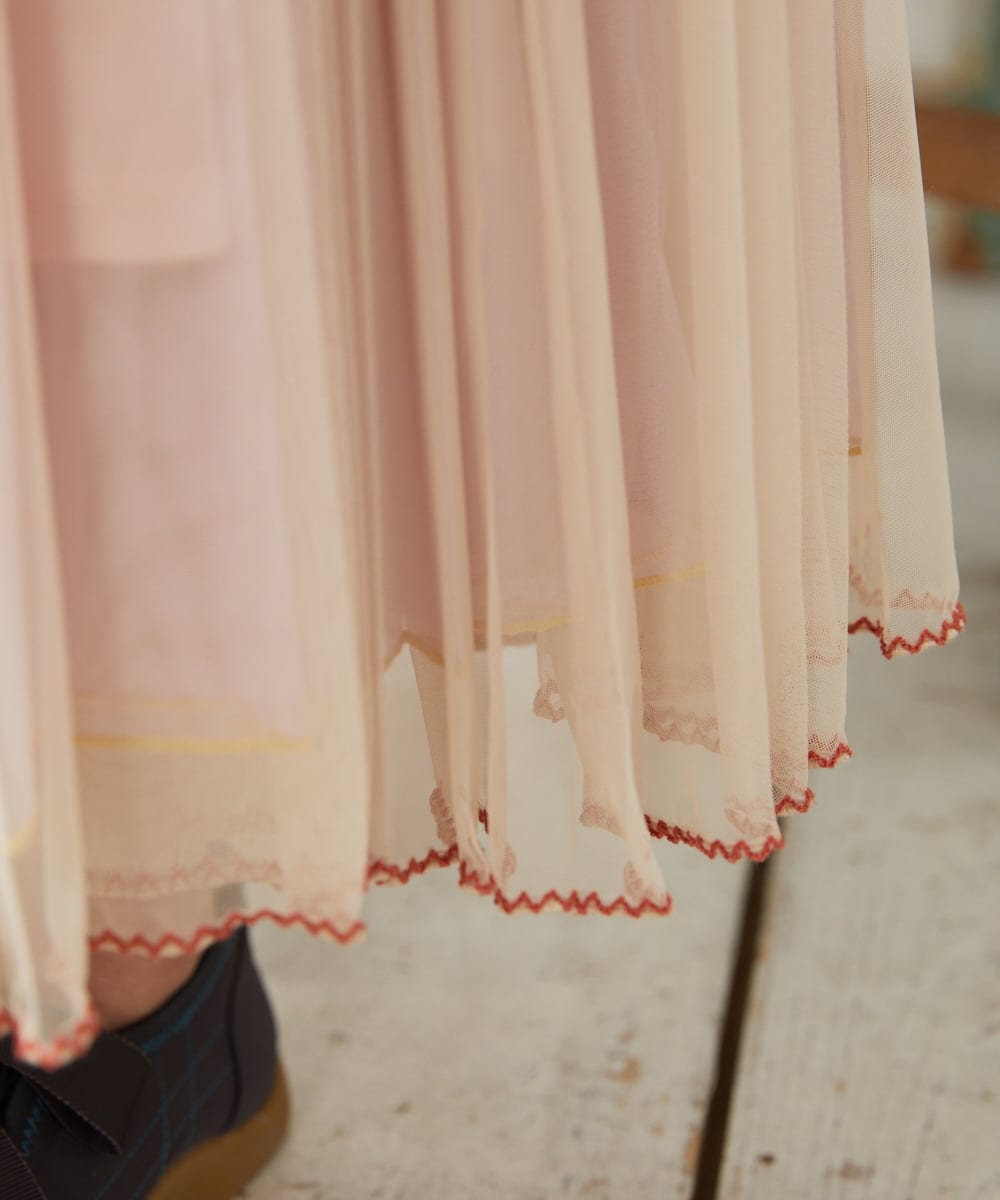 GJHFD37200 Jocomomola(ホコモモラ) 【2WAY】Ambos チュールリバーシブルスカート ベージュ