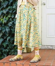 GJHFD50200 Jocomomola(ホコモモラ) El Rucio フラワープリントレースフレアスカート［オケージョン］ アイボリー