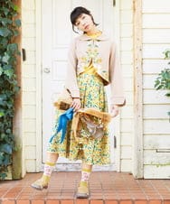 GJHFD50200 Jocomomola(ホコモモラ) El Rucio フラワープリントレースフレアスカート［オケージョン］ アイボリー