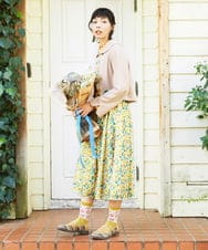 GJHFD50200 Jocomomola(ホコモモラ) El Rucio フラワープリントレースフレアスカート［オケージョン］ アイボリー