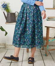 GJHFD50200 Jocomomola(ホコモモラ) El Rucio フラワープリントレースフレアスカート［オケージョン］ ブラック