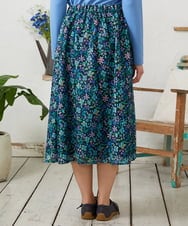 GJHFD50200 Jocomomola(ホコモモラ) El Rucio フラワープリントレースフレアスカート［オケージョン］ ブラック