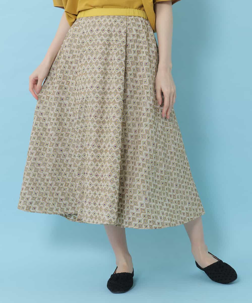 Jocomomola ホコモモラ Tumbona 幾何学刺繍フレアスカート イトキンオンラインストア