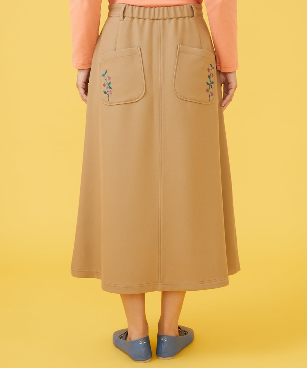 TRツイル 刺繍スカート(ミモレ丈スカート) | Jocomomola(ホコモモラ 