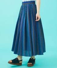 GJHGA30220 Jocomomola(ホコモモラ) Raya スモッキングストライプスカート ネイビー