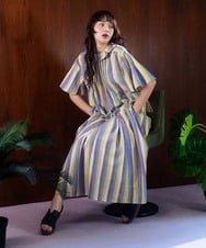 GJHGA30220 Jocomomola(ホコモモラ) Raya スモッキングストライプスカート ネイビー