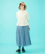 GJHGA36230 Jocomomola(ホコモモラ) Flor 総レーススカート ライトブルー
