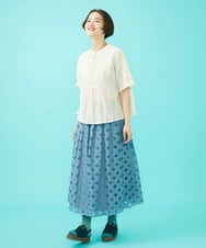 GJHGA36230 Jocomomola(ホコモモラ) Flor 総レーススカート ライトブルー