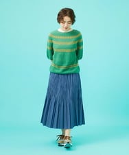 GJHGA71240 Jocomomola(ホコモモラ) 【日本製】デニムプリーツスカート ライトブルー