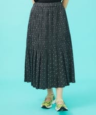 GJHGA72240 Jocomomola(ホコモモラ) 【日本製】ダンガリードットプリーツスカート ダークグレー