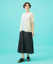 GJHGA72240 Jocomomola(ホコモモラ) 【日本製】ダンガリードットプリーツスカート ダークグレー