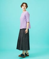 GJHGA72240 Jocomomola(ホコモモラ) 【日本製】ダンガリードットプリーツスカート ダークグレー