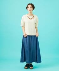 GJHGB41200 Jocomomola(ホコモモラ) Flor pintada テンセルデニムスカート ネイビー