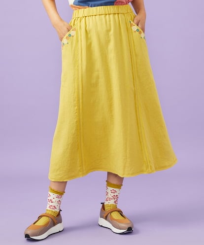 GJHGD36200 Jocomomola Lino Facil リネンフレアスカート