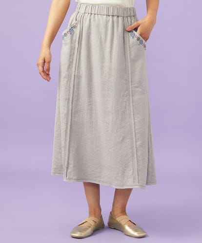GJHGD36200 Jocomomola Lino Facil リネンフレアスカート
