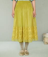 GJHGD37220 Jocomomola(ホコモモラ) Cama de flores フラワーカットジャカードスカート イエロー