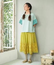 GJHGD37220 Jocomomola(ホコモモラ) Cama de flores フラワーカットジャカードスカート イエロー