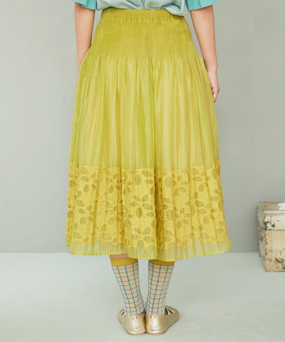 GJHGD37220 Jocomomola(ホコモモラ) Cama de flores フラワーカットジャカードスカート イエロー