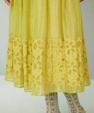 GJHGD37220 Jocomomola(ホコモモラ) Cama de flores フラワーカットジャカードスカート イエロー