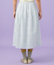 GJHGD50240 Jocomomola(ホコモモラ) Dordado de verano フラワーカットワーク刺繍 ギンガムチェックスカート [オケージョン対応] ライトブルー