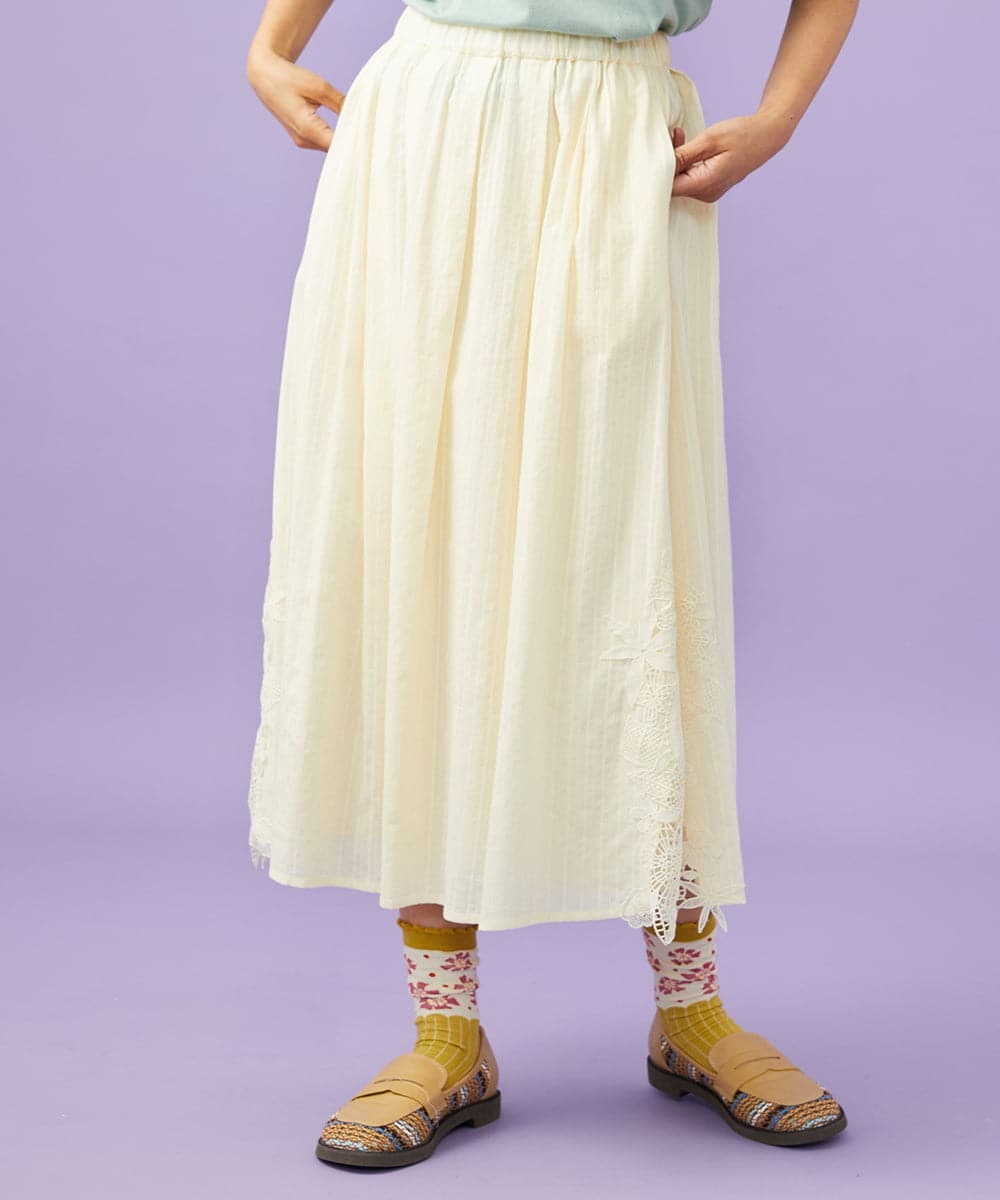 GJHGD70240 Jocomomola(ホコモモラ) Miguelde Cervantes レース付きスカート アイボリー