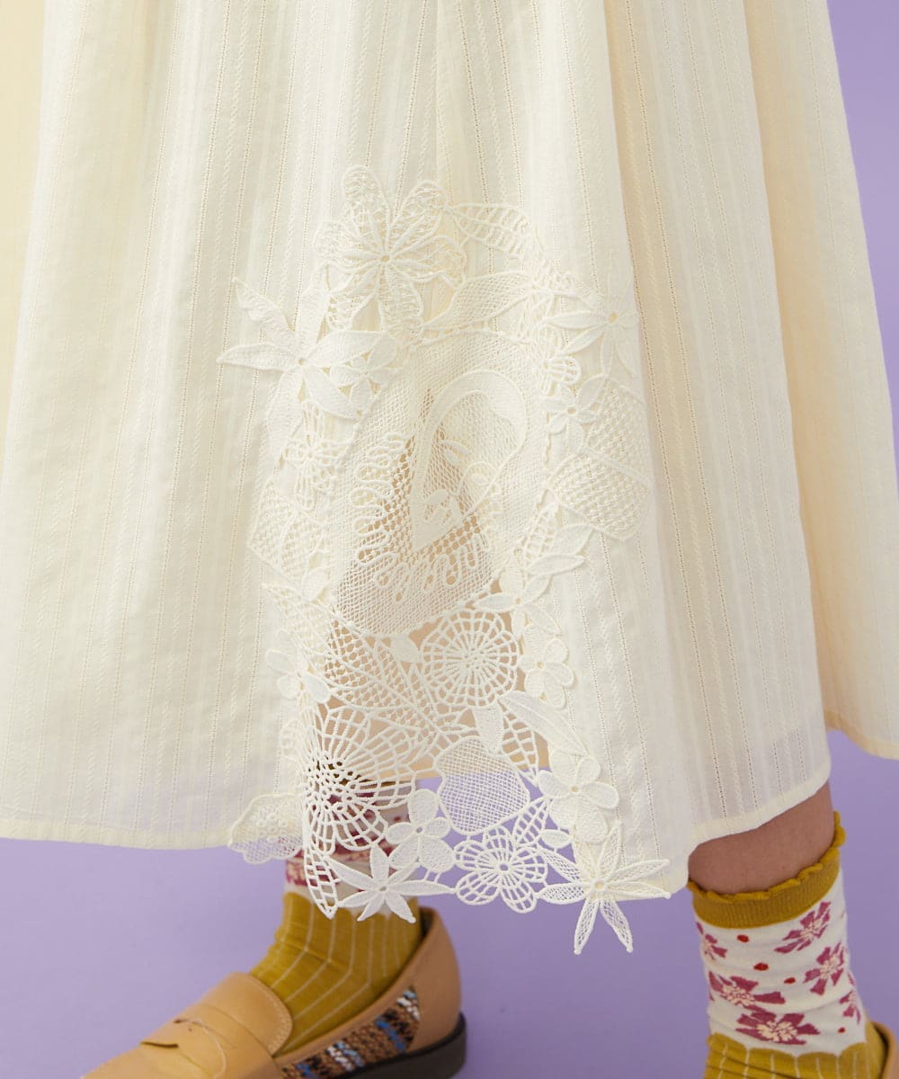 GJHGD70240 Jocomomola(ホコモモラ) Miguelde Cervantes レース付きスカート アイボリー